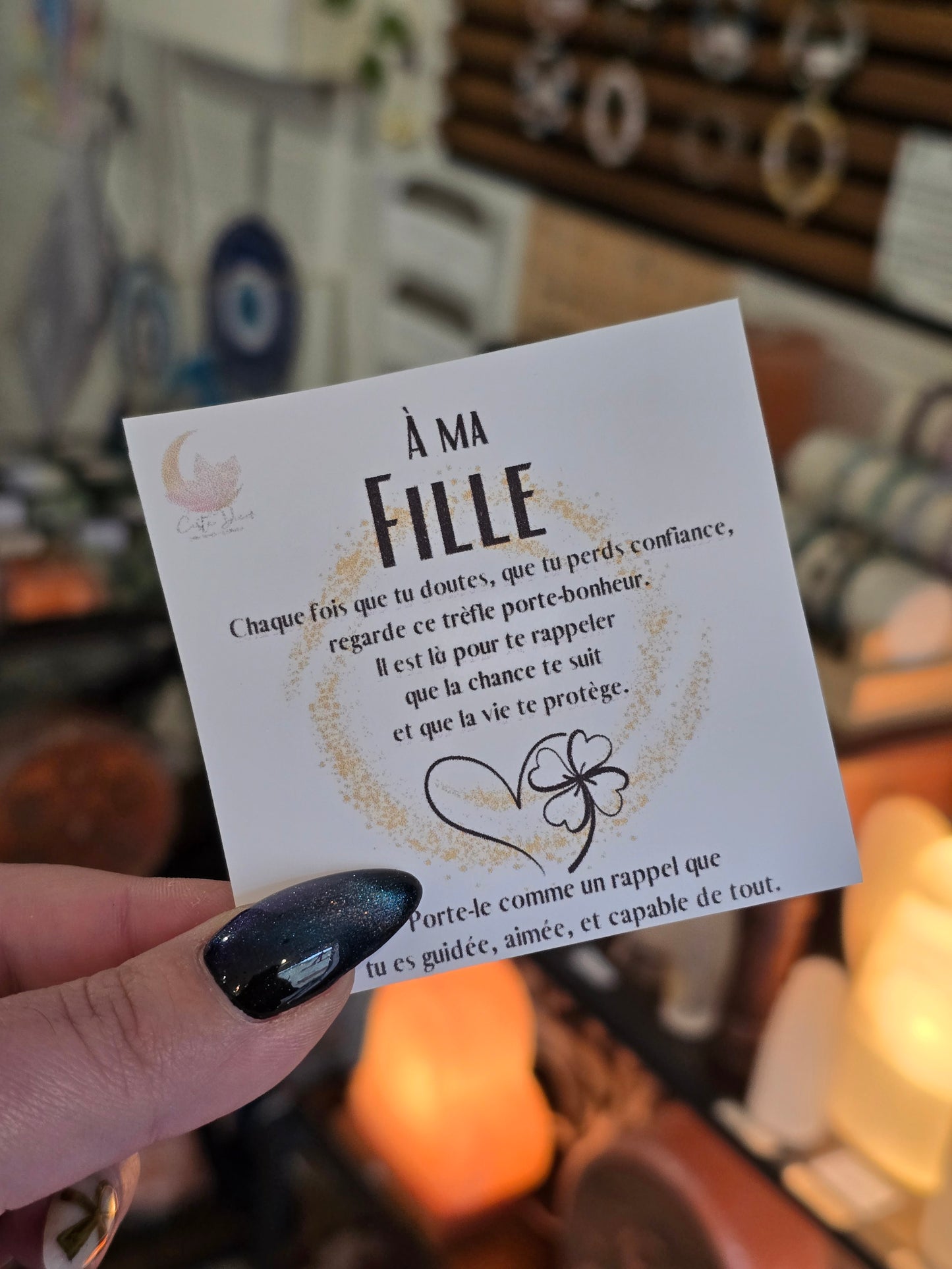 Collier Trèfle Porte-Bonheur . Message Personnalisé