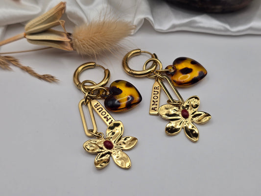 Boucles d’oreilles “Amour & Fleur” – Deux modèles