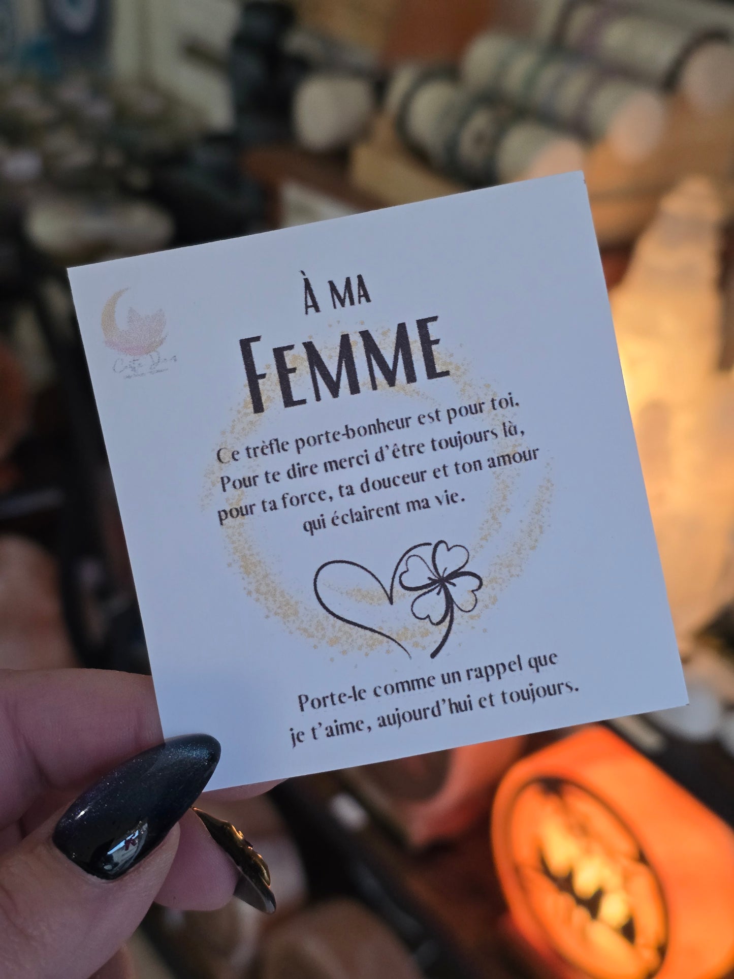 Collier Trèfle Porte-Bonheur . Message Personnalisé