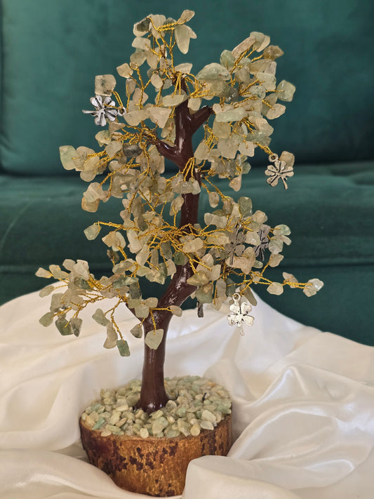 Arbre du bonheur en Aventurine verte avec trèfles à 4 feuilles🌿300 pièces