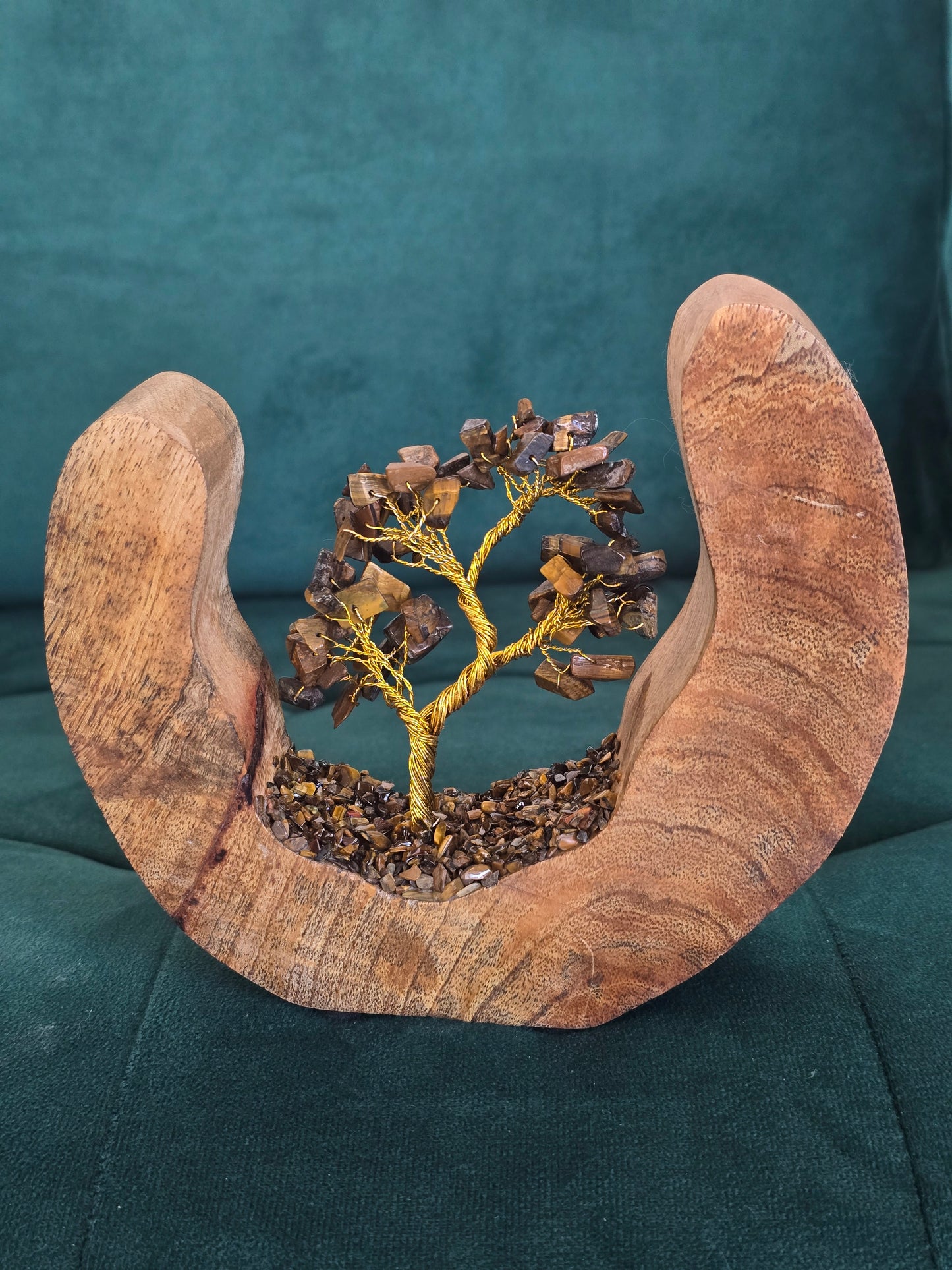 Arbre du Bonheur sur décor en bois – Pierres naturelles au choix