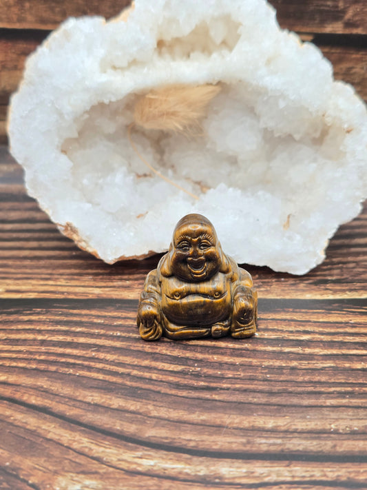 Bouddha en Œil de tigre 40 mm – Protection & Confiance