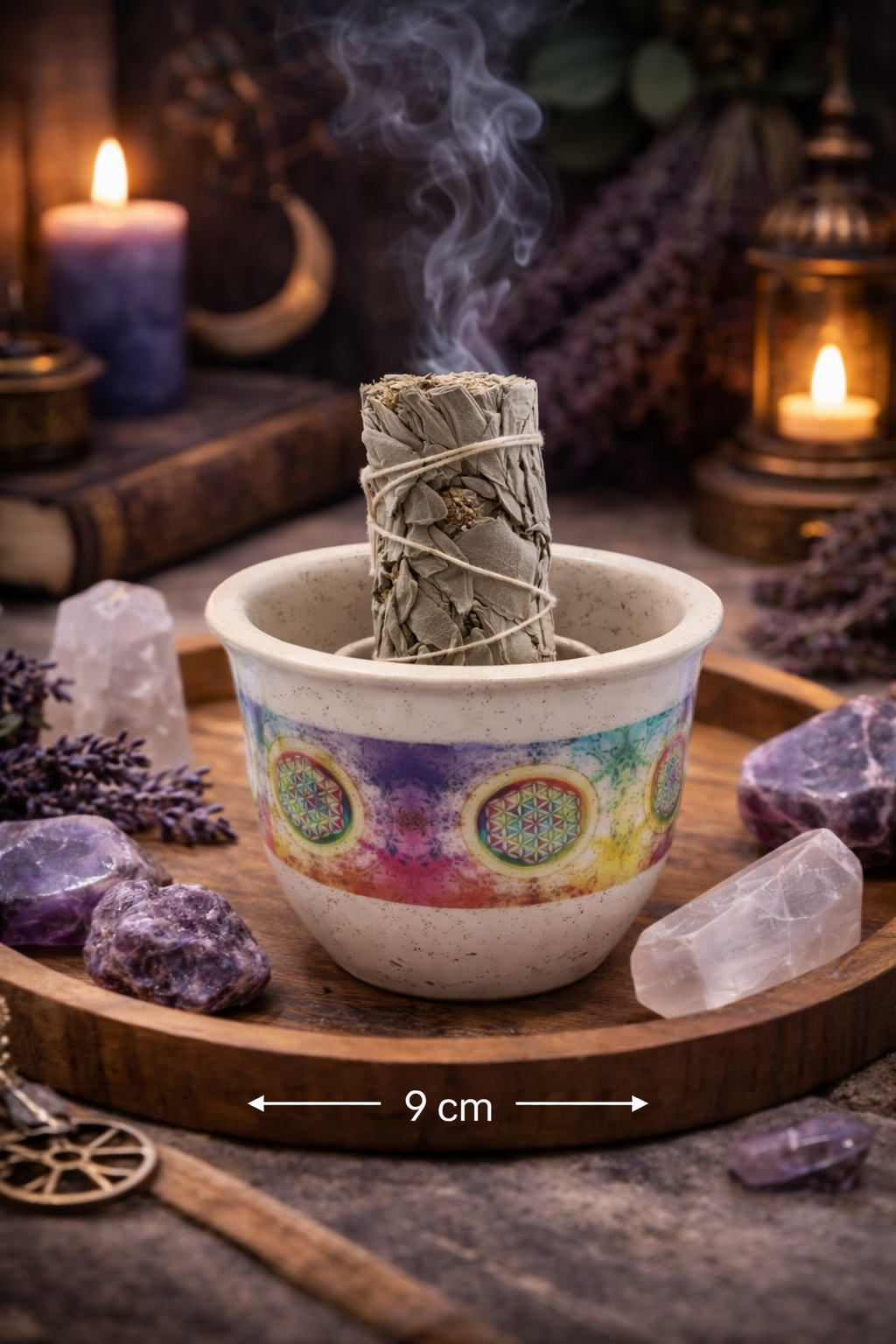 Bol Fumigation Céramique fleur de vie 9cm