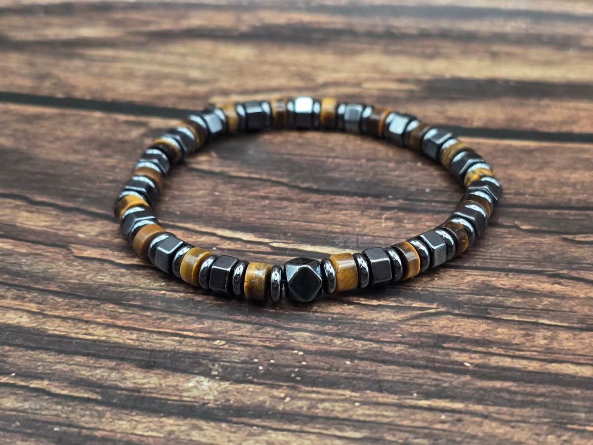 Bracelet Œil de Tigre & Hématite – Protection, Confiance & Ancrage