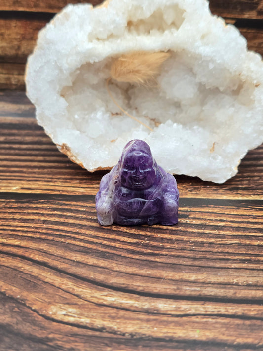 Bouddha en Améthyste Naturelle 40 mm – Sérénité & Protection