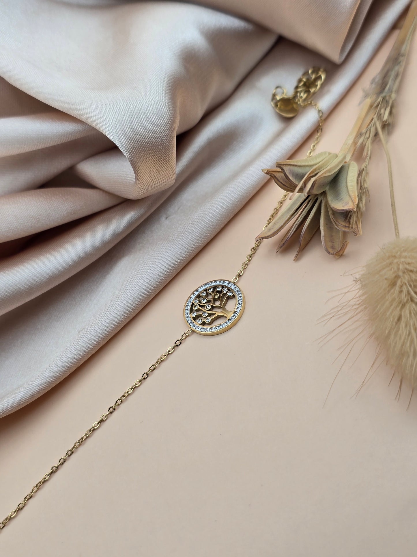 Bracelet Arbre de Vie – Doré & Strass