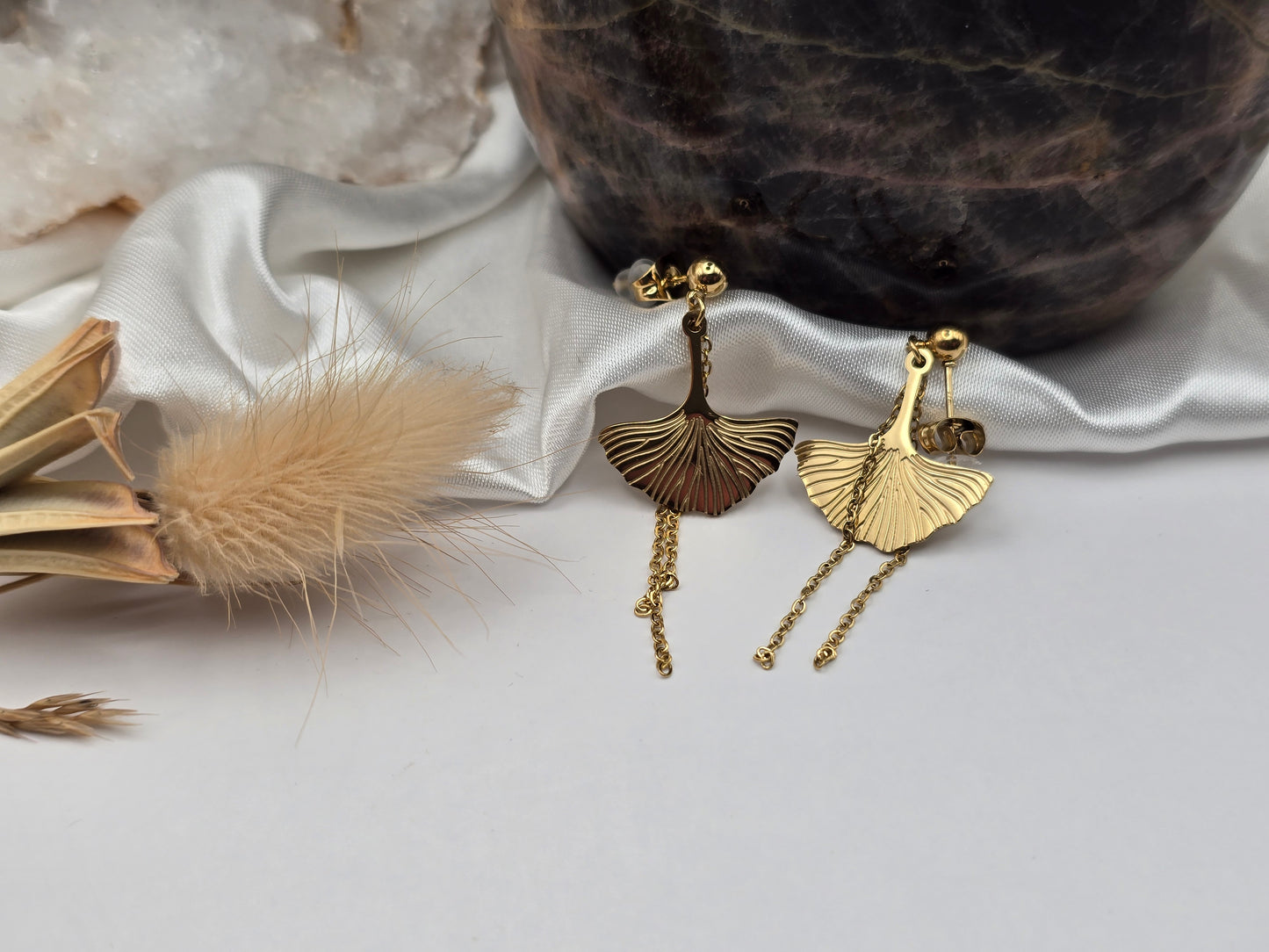 Boucles d’oreilles “Feuille de Ginkgo”