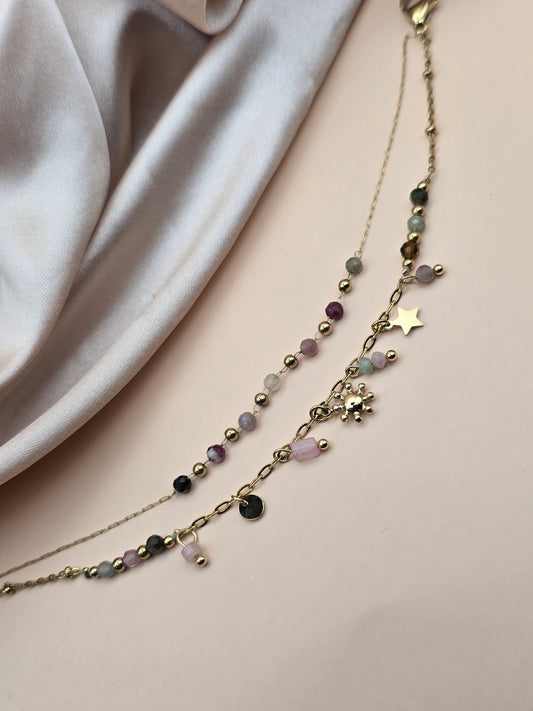 Bracelet célestia tourmaline & Quartz rose