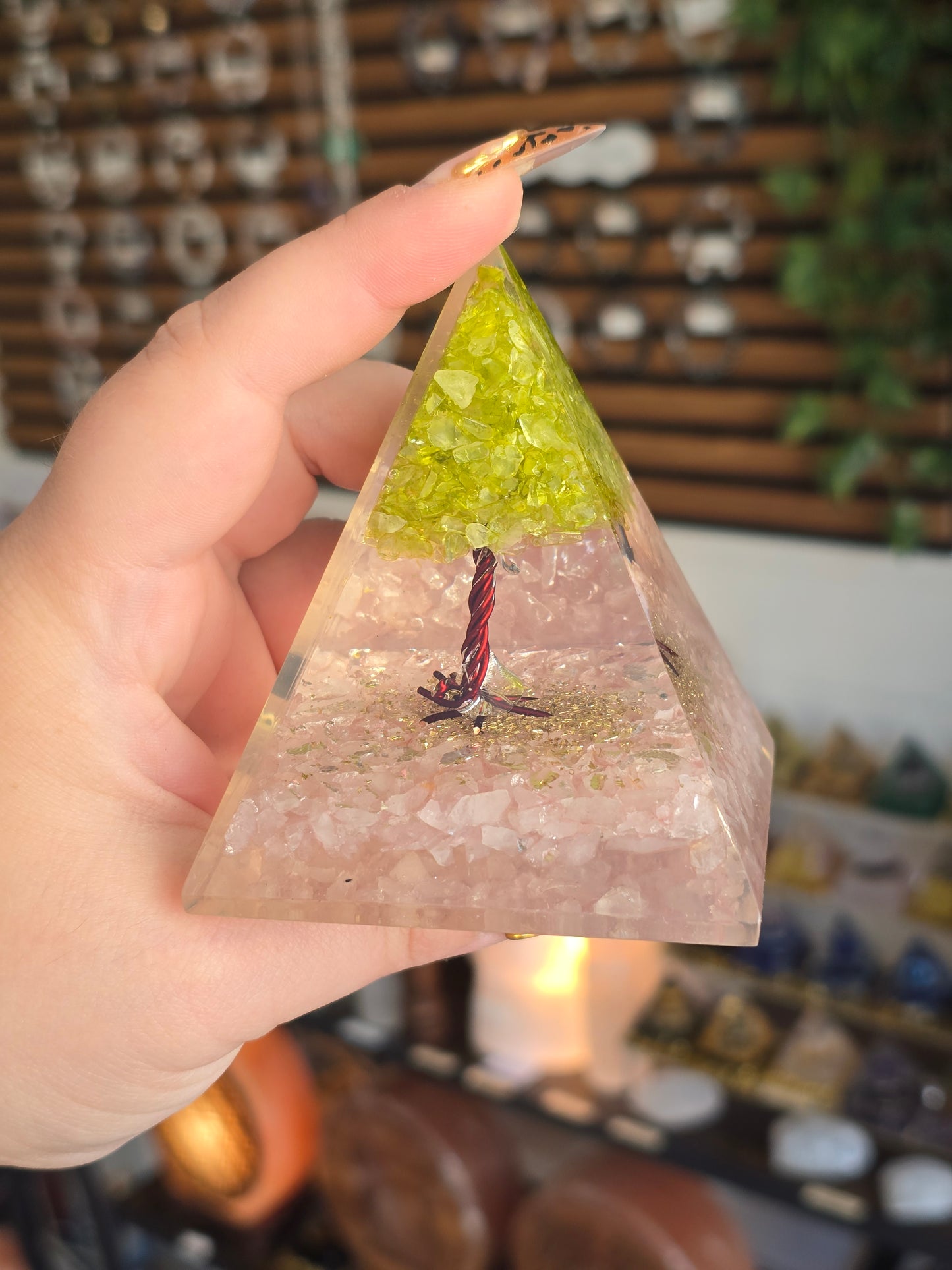 Orgonite – Quartz rose et Peridot - Amour et Stabilité