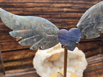 Ailes & Cœur en Labradorite sur Socle