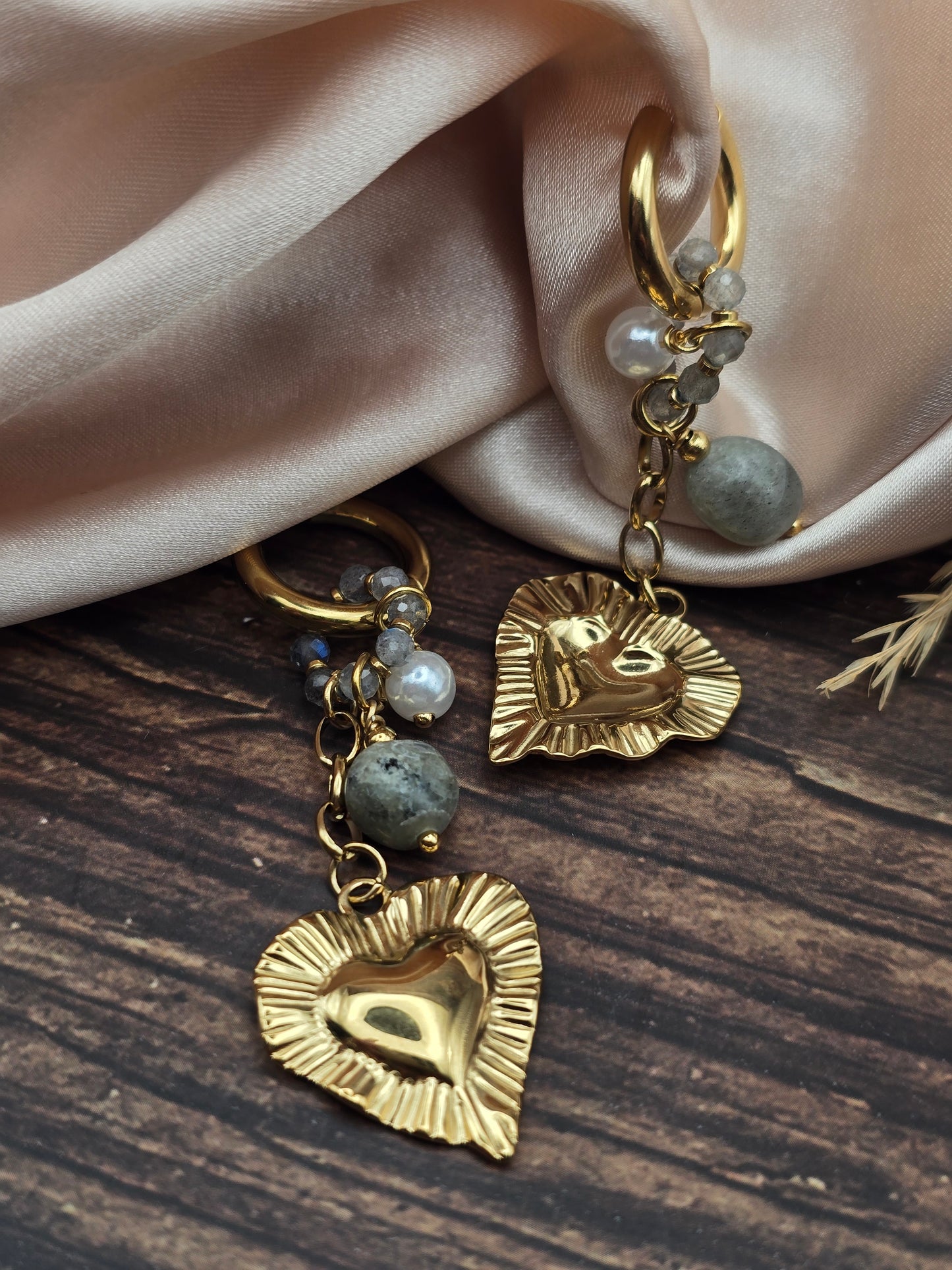 Boucles d’oreilles Cœur Labradorite