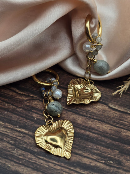 Boucles d’oreilles Cœur Labradorite