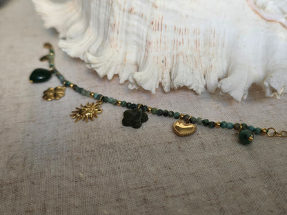 Bracelet Turquoise Africaine & Breloques –