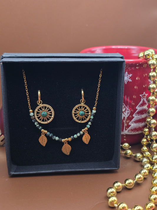 Parure “Rayon d’Abondance” – Collier & Boucles d’Oreilles