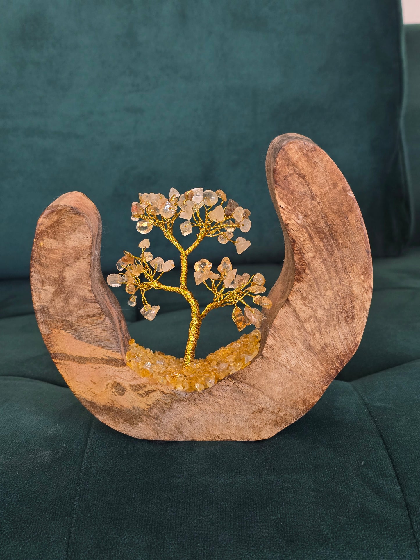 Arbre du Bonheur sur décor en bois – Pierres naturelles au choix