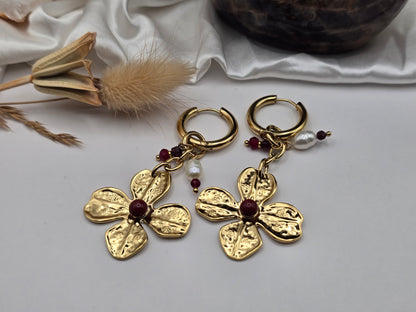 Boucles d’oreilles “Fleur Bohème” – Pierres naturelles