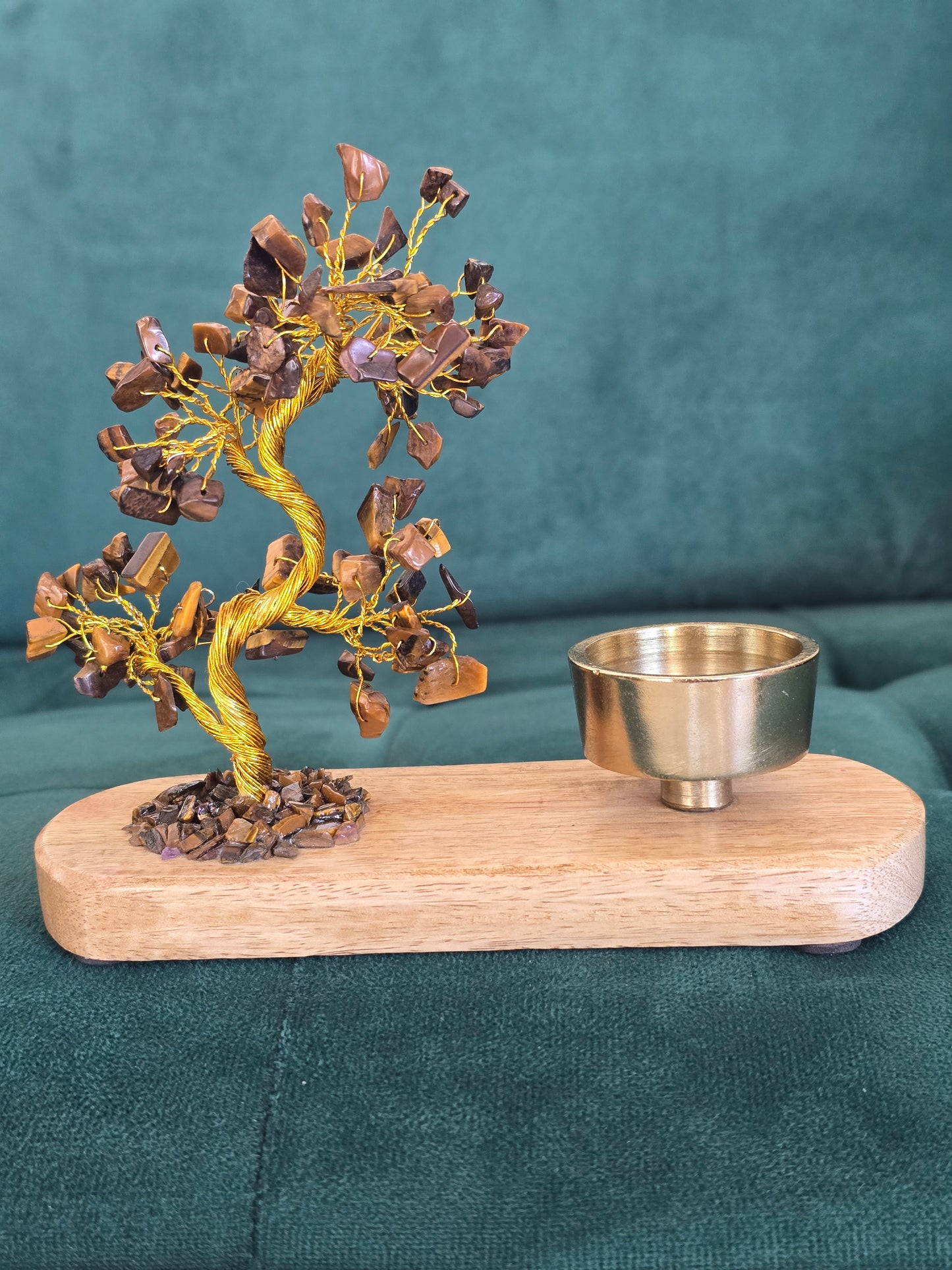 Arbre du Bonheur avec bougeoir en pierres naturelles au choix