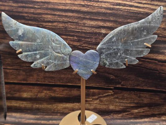 Ailes & Cœur en Labradorite sur Socle
