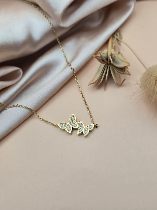 Collier duo papillon