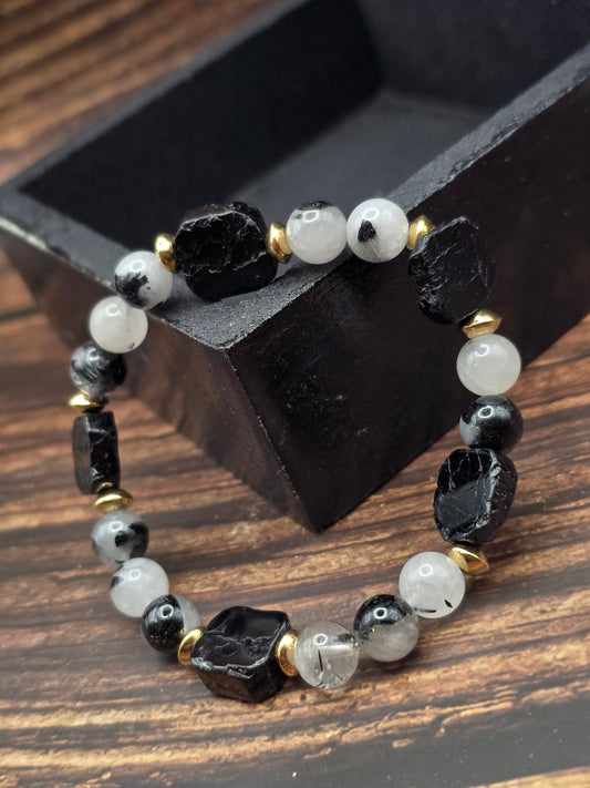 ✨ Bracelet – Tourmaline noire & Quartz tourmaline ✨