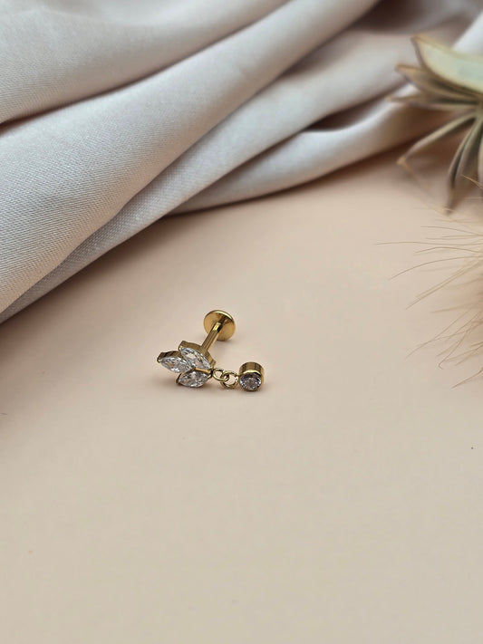 Piercing fleur suspendue – Titane & Zirconium