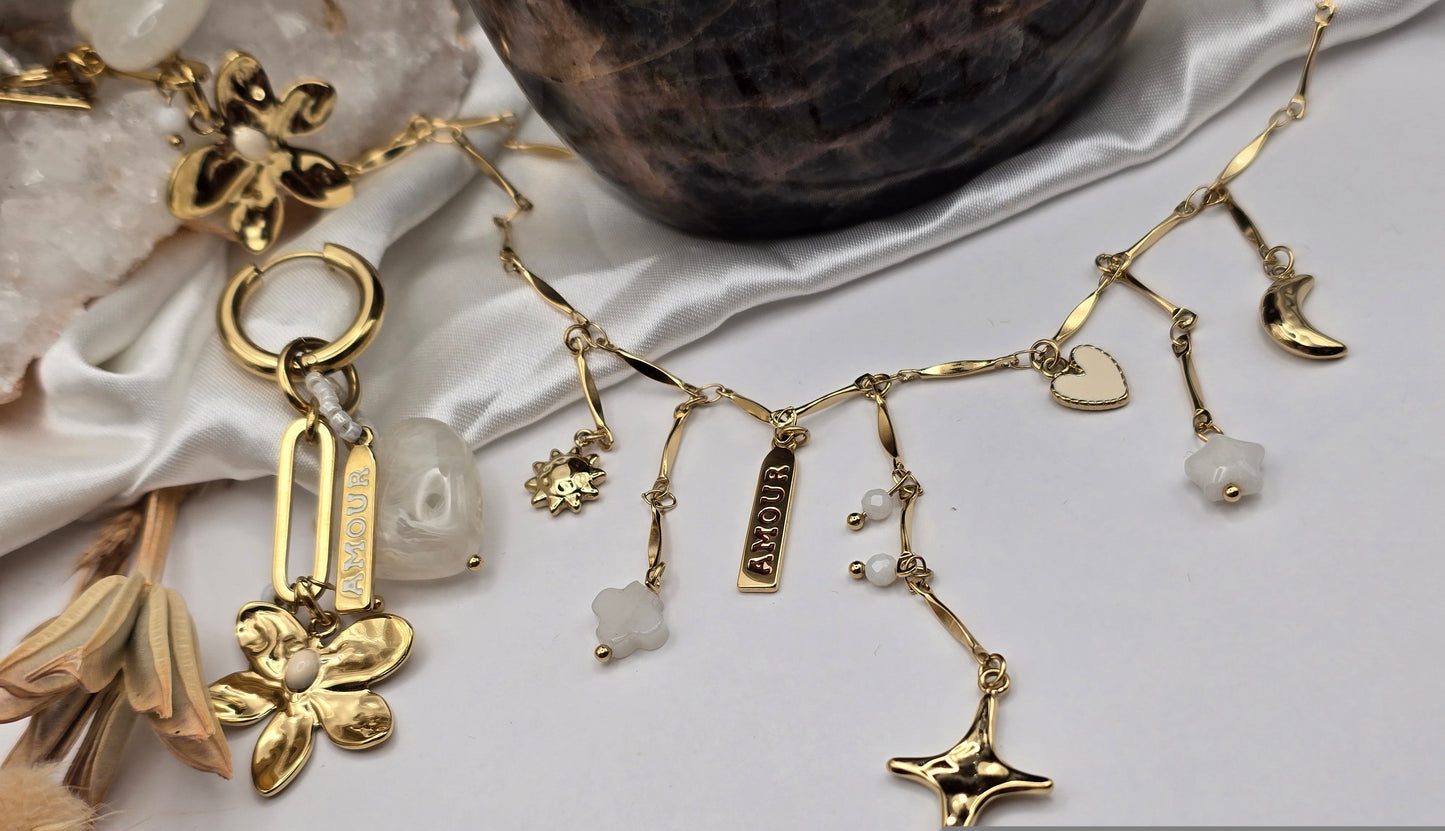 Collier Cascade Étoilée – Acier inoxydable