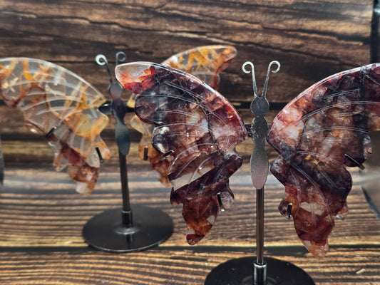 Papillon en Quartz Ferrugineux sur Socle 100 à 120 mm – Renouveau & Énergie
