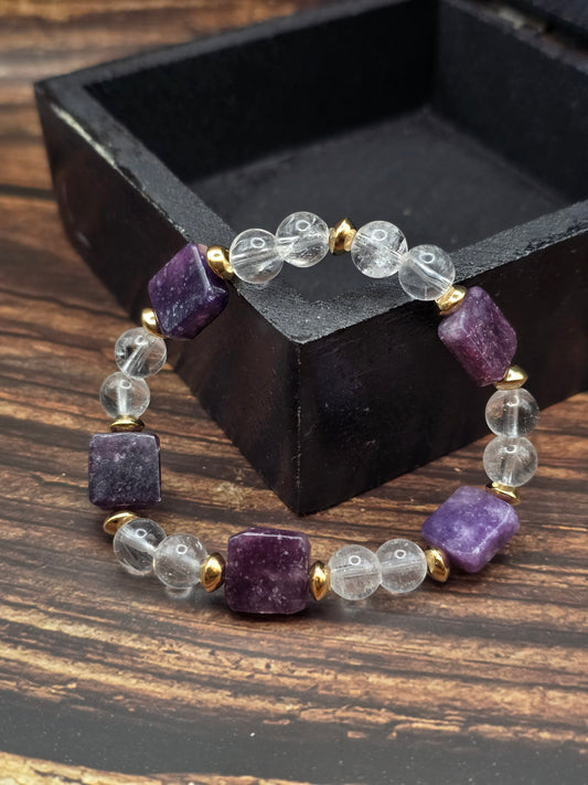 ✨ Bracelet – Charoïte & Cristal ✨️