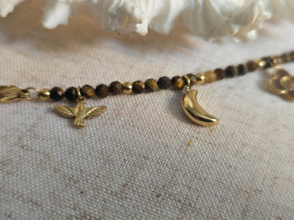 Bracelet Cœur Doré & oeil du tigre