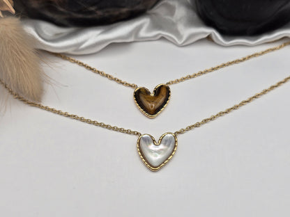 Collier coeur pierres naturelles