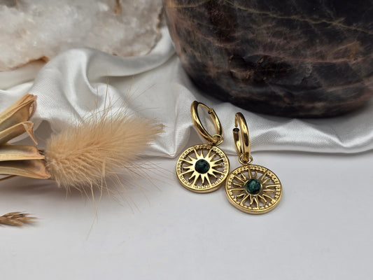 Boucles d’oreilles “Soleil & Pierre Naturelle”