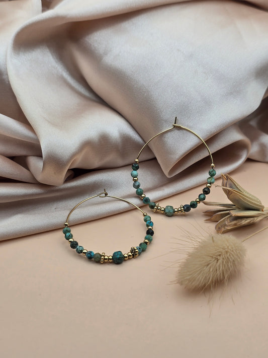 Créoles en Turquoise Africaine – Doré