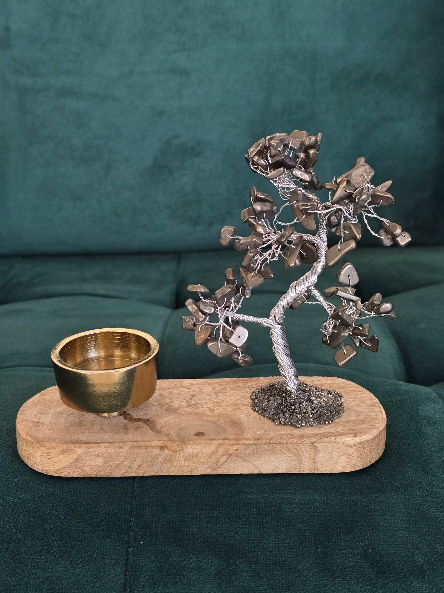 Arbre du Bonheur avec bougeoir en pierres naturelles au choix