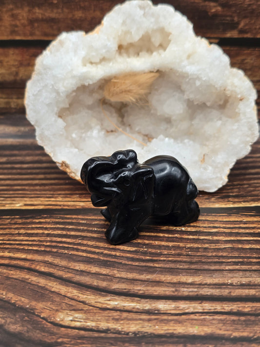 Eléphant en obsidienne noire 50mm