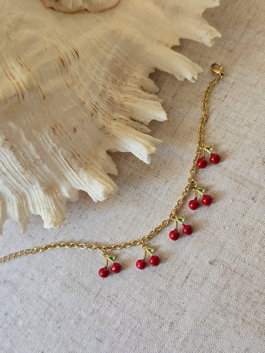 Bracelet doré charms “Cerises en fête”