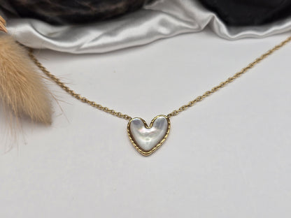 Collier coeur pierres naturelles